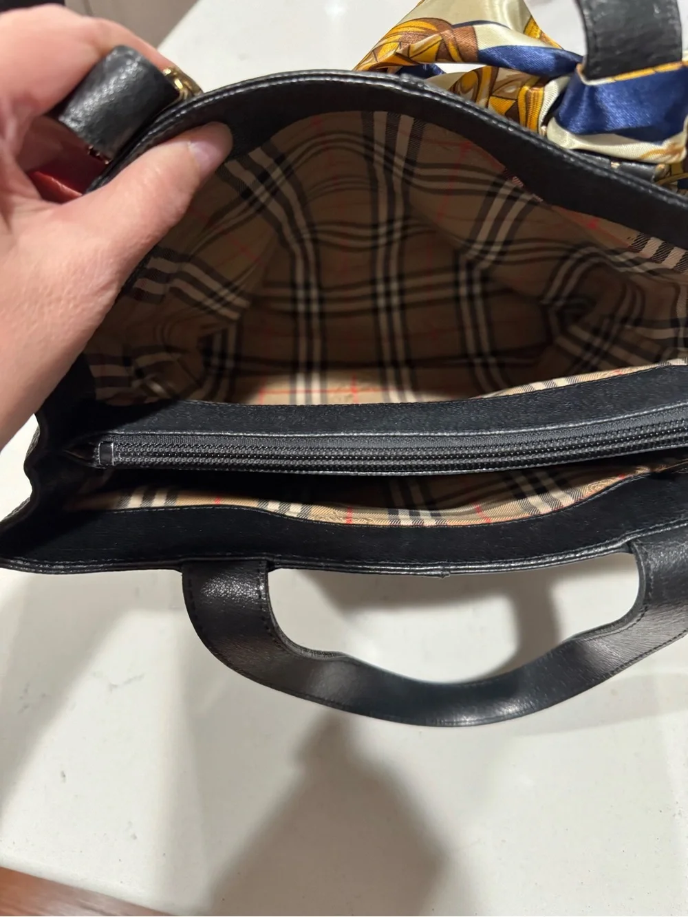 Burberry black leather
